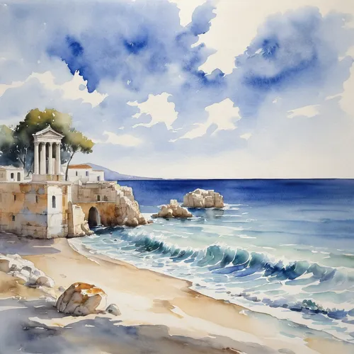 seascape, watercolor painting,watercolor,watercolor painting,sea landscape,watercolor background,coastal landscape,watercolor cafe,watercolor blue,watercolour,beach landscape,seascape,landscape with s