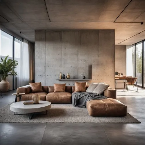 exposed concrete,concrete ceiling,modern living room,concrete,living room,concrete slabs,livingroom,modern decor,interior modern design,corten steel,apartment lounge,contemporary decor,chaise lounge,c