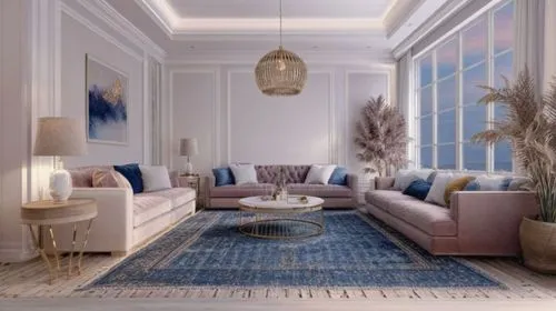 A modern urban cityscape with sleek buildings, vibrant neon lights, and people walking beneath a clear sky at dusk.,a room filled with furniture and lamps,sitting room,interior decoration,living room,