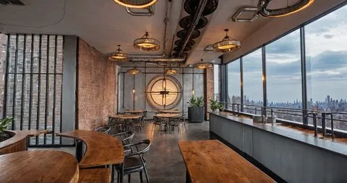 recruiting nyc luxury apartments rental brokers, with beautiful much view, realistic style,a large room has wood tables and wood benches,penthouses,new york restaurant,andaz,wine bar,the observation d