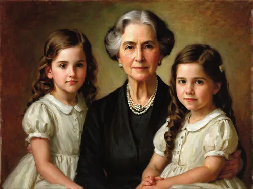 George Albert Smith's wife, Lucy W. Smith, with their two daughters, Edith and Emily. Teachings of Presidents of the Church: George Albert Smith (2011), 234,grandchildren,mother with children,the moth