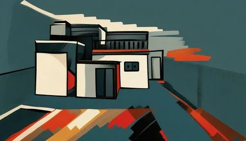 a piece of art that is multicolored and has a building in the middle,principal,procedural,percolate,pommels,principality,demolition