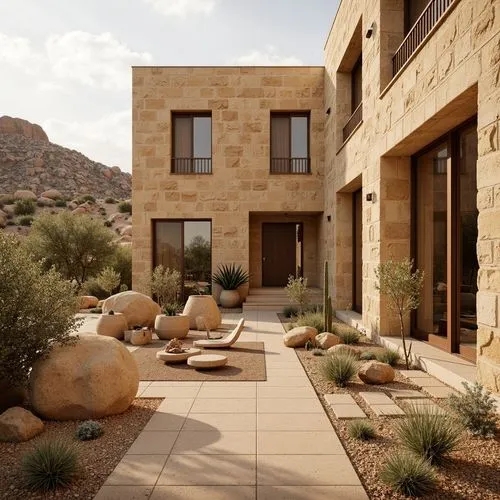 Earthy rammed earth wall, natural texture, rough-hewn appearance, warm beige color, organic patterns, imperfect form, rustic charm, sustainable building material, eco-friendly construction, earthenwar
