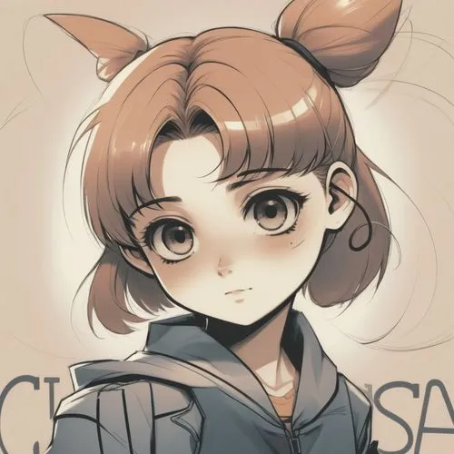 Illustration plate vectorielle d'un personnage d'anime minimaliste aux contours noirs soignés épais. Le personnage présente des proportions humaines réalistes, avec des cheveux coupe garçone. Vêtement