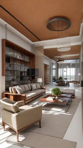penthouse apartment,modern living room,interior modern design,luxury home interior,living room,loft,livingroom,apartment lounge,contemporary decor,family room,3d rendering,modern decor,concrete ceilin