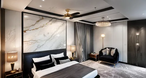 Luxury bedroom  decorated with grey and white decor,fromental,arcona,wallcoverings,bedrooms,interior decoration,gournay