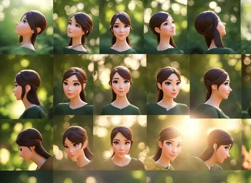 Disney Princess,princess anna,doll's facial features,natural cosmetic,hairstyles,character animation,artificial hair integrations,rapunzel,tangled,princess' earring,3d model,visual effect lighting,lay