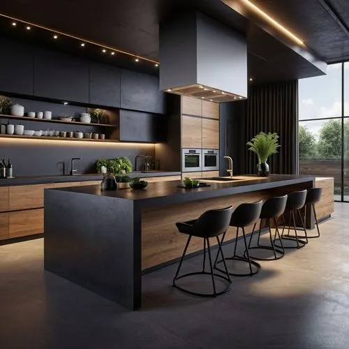 modern kitchen interior,modern kitchen,modern minimalist kitchen,kitchen design,kitchen interior,dark cabinetry,dark cabinets,tile kitchen,kitchen,interior modern design,kitchen counter,chefs kitchen,