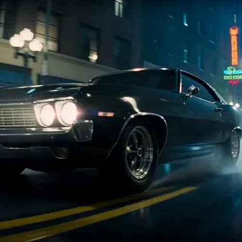 12-second transform-battle short for Western TikTok/Reels audiences, 16:9, no text, no logos, no franchise references.

0-2s: A high-speed downtown car chase is already underway when the lead car fish