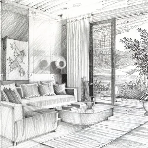  interior moderno de sala de estar,a drawing of a living room with furniture and flowers,home interior,modern room,living room,sitting room,verandahs,contemporary decor