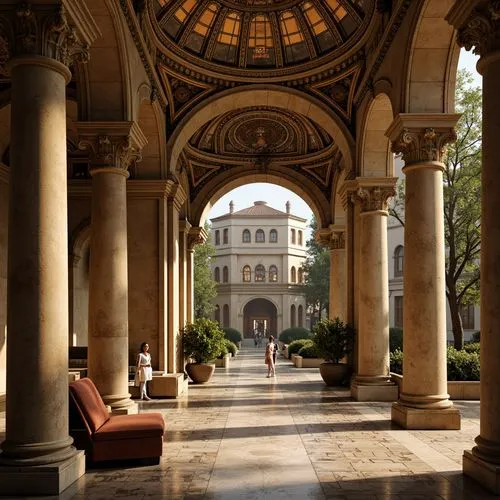 Bank Romanesque Style Architecture Design Ideas