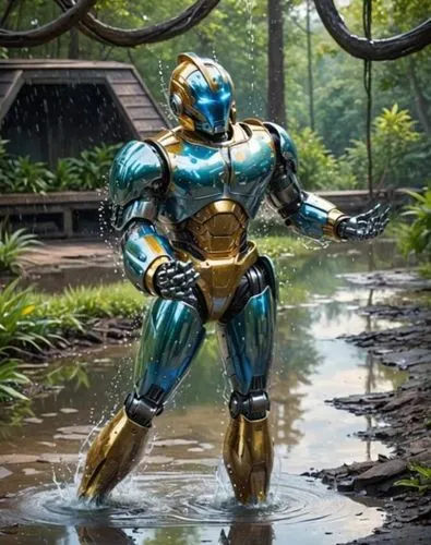 epic music, bird sounds, water sounds, magical fantasy atmosphere,iron man,steel man,robotized,iron,war machine,bot,robot,atom,cleanup,metal figure,ion,reg,droid,robotic,defend,chrome steel,blue rain,