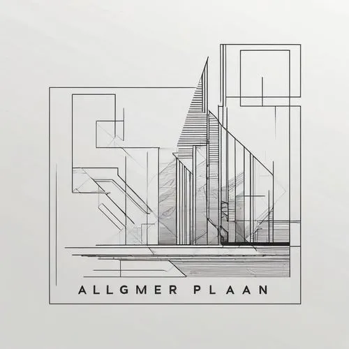 Minimalist logo design for an architecture and urban planning firm named "Allgemeiner Plan". Use stylized letters "A" and "P" integrated into a clean geometric composition inspired by architectural si