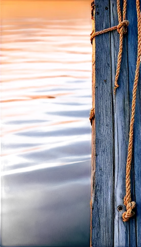 Rustic wooden raft, old ropes, worn-out sail, sailing on calm waters, sunset scene, warm golden lighting, soft focus, 3/4 composition, shallow depth of field, natural textures, weathered wood grain, r