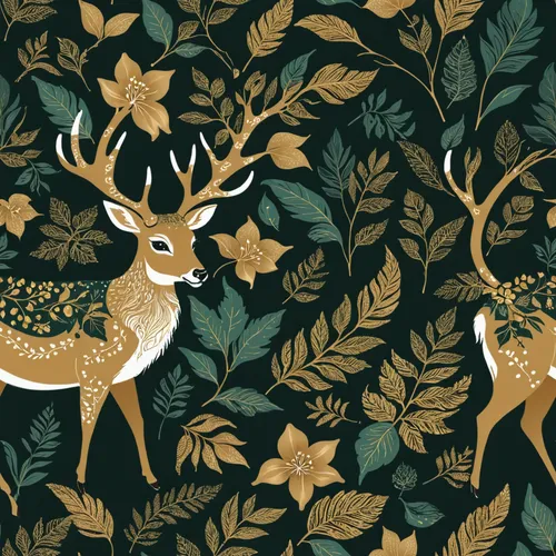 deer illustration,antler velvet,endpapers,seamless pattern repeat,dotted deer,deers,fawns,christmas pattern,woodland animals,deer,stag,background pattern,gold deer,forest animals,fabric design,autumn 