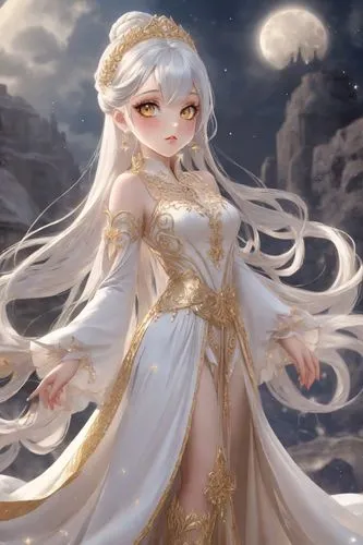 Princess clothes.,an image of a girl in white dress with long hair,white rose snow queen,lumi,peignoir,sun bride,the snow queen,rielle