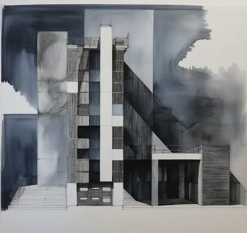 architectural drawing , Charcoal elevation,an illustration of several tall buildings on a street,hejduk,sheeler,lasdun,corbu,nevelson,seidler,rauschenberg,matruschka,casgrain,baltz,mctighe,eisenman,un