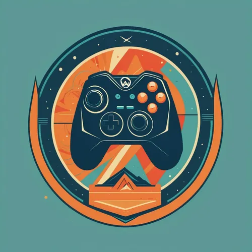 Create a vintage-inspired logo that represents the game,robot icon,bot icon,steam icon,mobile video game vector background,vector illustration,flat blogger icon,vimeo icon,dribbble icon,vector design,