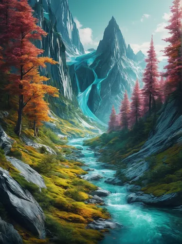 Mountain,Nature, Water, Forest, Clean wallpaper thumb,landscape background,autumn mountains,mountain landscape,river landscape,fantasy landscape,mountain scene,mountain river,nature landscape,forest l