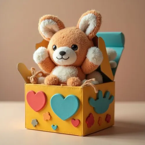 plush toy idea,colorfull box,a small stuffed animal in an open box,plush bear,stuffed animal,cuddly toys,plush toys,stuffed animals,stuff toys,stuffed toys,stuff toy,valentine bears,soft toys,stuffed 