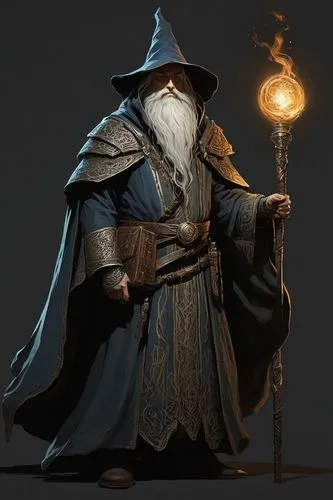  Game character design, full body,sorcerer,archmage,wizard,the wizard,conjurer,cleric,magus,sorceror,magistrate,necromancer,mordenkainen,gandalf,patriarch,mage,prospero,arcanjo,kolins,khaldun,warlock,