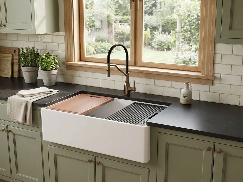 33-Inch Smooth Apron Fireclay Farmhouse Sink