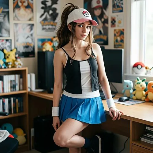 score_9, score_8_up, score_7_up, \score_5_up

sweet attractive woman

lingerie, perfect face,  perfect eyes,  pokemon hilda, blue eyes, brown hair, long hair, ponytail, white baseball cap with pink bi