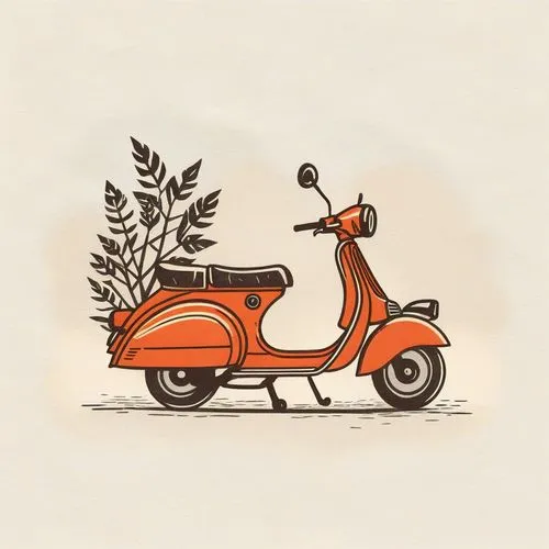 Transportation Illustration Design,vespa,moped,piaggio,motorscooter,motorbike,motorcycle