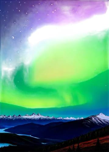 Fantasy landscape, misty mountains, glowing full moon, starry night sky, vibrant aurora borealis, delicate clouds, soft focus, warm color tone, cinematic lighting, panoramic view, 3/4 composition, sha