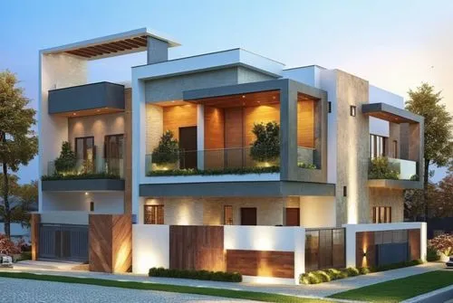 modern elevation,the modern style house with large balconies on its windows,modern house,modern architecture,residential house,two story house,new housing development,exterior decoration,cubic house,s