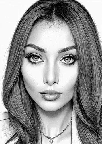 sophia loren,a pencil drawing of a beautiful girl with her hair styled up,girl drawing,eyes line art,girl portrait,hadid,shadings,custom portrait,illustrator,female face,fashion vector,face portrait,c
