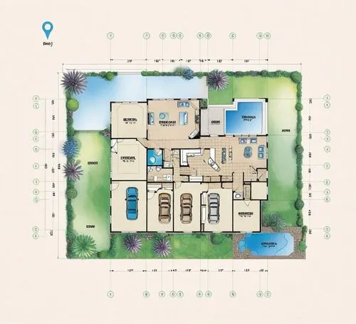 an overview of a house with large pools and swimming pool,house drawing,floor plan,large home,garden elevation,architect plan,apartments,residential,condominium,residential house,layout,an apartment,t