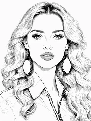 this is an illustration of the character's face,coreldraw,loboda,fashion vector,angel line art,coloring page,margaery,Design Sketch,Design Sketch,Black and white Comic