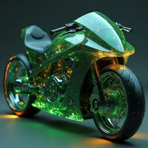 A futuristic gaa motorcycle designed for the urban commuter. The body is sleek and compact, with sharp, angular lines and a lightweight aluminum frame. The wheels are integrated into the body to minim