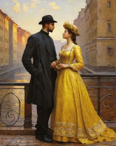 ,,a painting of a man and woman in period dress,courtship,romantic portrait,young couple,flirtation,romantic scene,courting,suitor,amants,elopement,conversation,regencies,courtships,serenade,habanera,