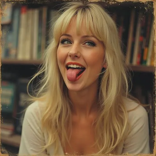 the girl has long hair and a silly look on her face,tongue,tongue out,licking,tongues,vermouth,diet icon,attractive woman,wide mouth,colleen,funny face,licked,goofing,edit icon,mouthfuls,goofiness,blo