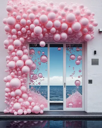 pink balloons,colorful balloons,corner balloons,bubble gum,heart balloons,inflates soap bubbles,window covering,window with sea view,balloons,rainbow color balloons,balloons mylar,star balloons,water 