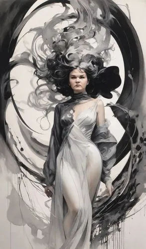 8k, style of David Downton. The illustration is a captivating blend of deconstructive and abstract elements, with expressive line-work and dreamlike sequences. The dark fantasy-inspired painting showc