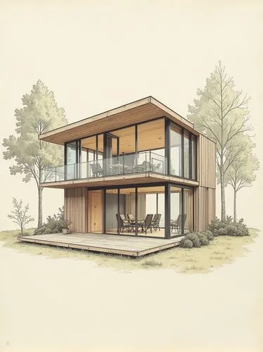 Design for me a contemporary community hub. It should be an architects sketch. Small, with glass and wood. A plain background


,two story house with glass bales on a sunny day,mid century house,passi