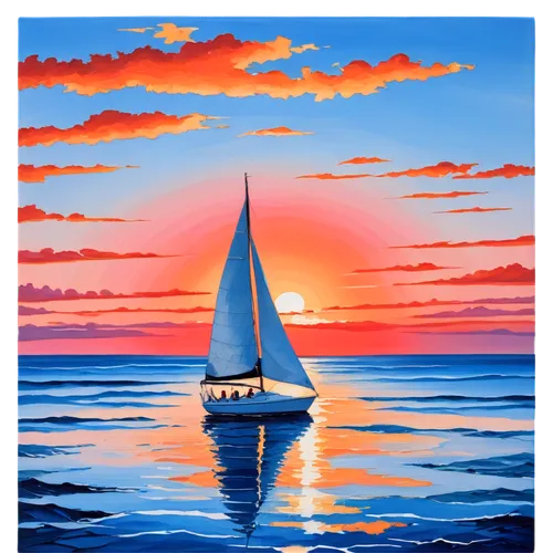 prompt

An acrylic painting of a sailboat on the ocean at sunset. The sailboat is white with a red sail, and it is sailing on calm waters. The sky is painted with shades of orange, pink, and blue. The