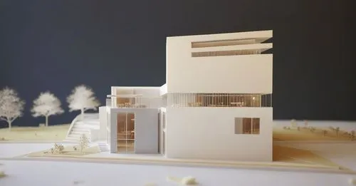 an architectural model of a building with a small tree in front of it,model house,prefab,prefabricated,prefabricated buildings,prefabrication,prefabs