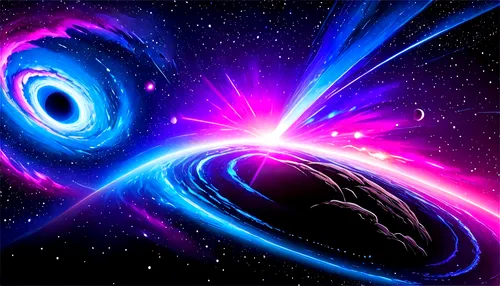 Cosmic galaxy, vibrant nebula, stunning starry night sky, swirling purple clouds, shimmering silver stardust, glowing blue aurora, intricate asteroid field, massive black hole center, 3D spherical com