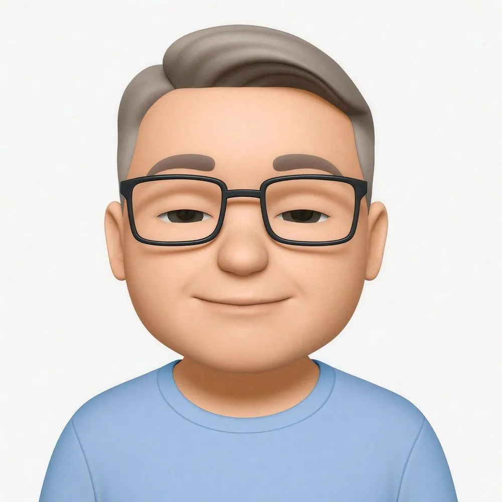 an animated man wearing glasses on his head
