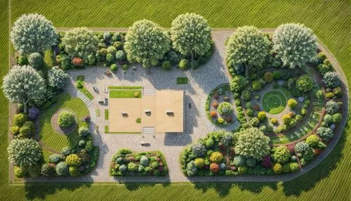 Top View, Landscape design, in the grassland background,  Watercolor style,landscape plan,new housing development,baseball diamond,soccer field,private estate,floorplan home,baseball field,3d renderin