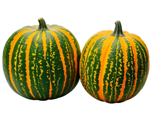 Pumpkin, orange, curved body, green stem, yellow highlights, detailed texture, rounded shape, symmetrical composition, warm color tone, soft lighting, close-up shot, shallow depth of field, PNG transp