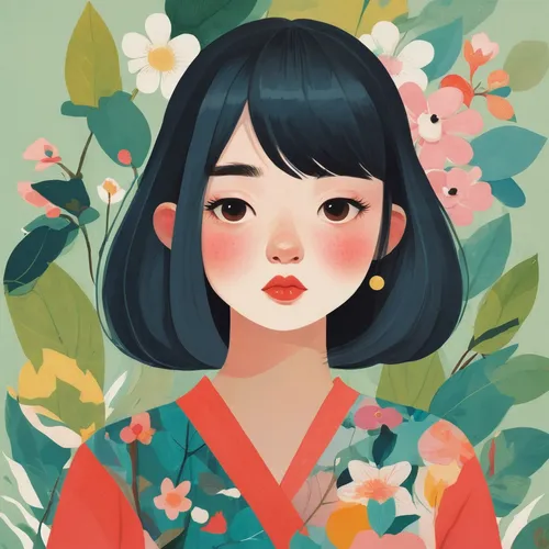 kawaii girl ,japanese floral background,mint blossom,peony,floral background,jasmine blossom,blossoms,peonies,blossom,geisha girl,girl in flowers,orange blossom,girl portrait,matcha,blooming tea,digit
