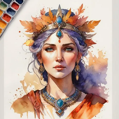 (watercolor:1.2) portrait of a goddess, warm tone rendering, a digital rendering, trending on Behance, award winning, awe-inspiring. award winning artwork in artstation,watercolor paint with the face 