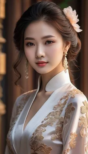 一个女孩
典雅古韵，长发飘逸，温柔笑容

旗袍装束，曼妙身姿，东方韵味

清新脱俗，淡雅妆容，秀外慧中

自然光下，肌肤如雪，柔和光影,a woman in a chinese dress with long hair,ao dai,diaochan,cheongsam,yangmei,hanbok,daiyu,Photography,General,Natural