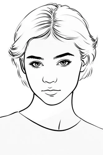 a woman's face with very long hair,eyes line art,vectoring,line drawing,vectorization,fashion vector,coloring pages,coloring page,female face,vector image,drawing mannequin,vector graphics,coloring ou