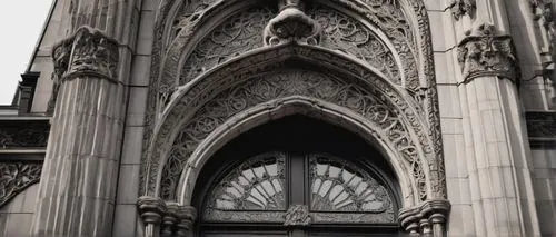 Cleveland Harp, majestic, grand, historic, Renaissance Revival style, intricately carved stone façade, ornate details, stained glass windows, massive columns, rusticated base, symmetrical composition,